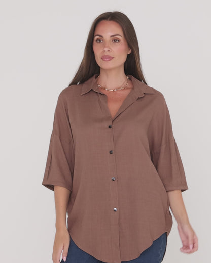 Elton Linen Shirt - Cocoa