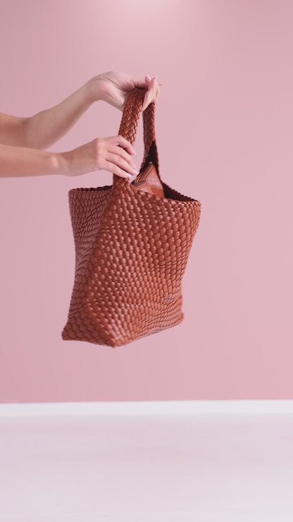 Woven Slouch Bag & Clutch - Brown