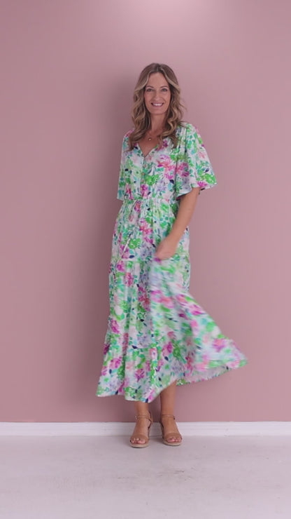 Quinn Maxi Dress - Jade/Amethyst Floral