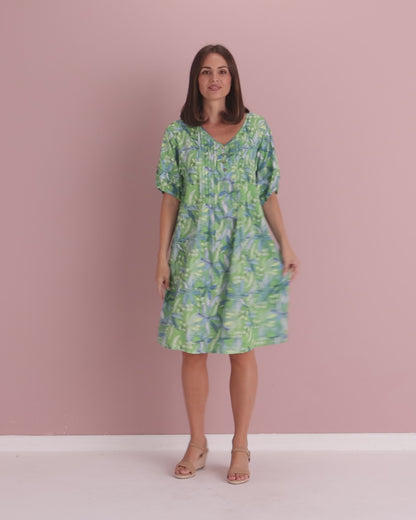 Camelot Cotton Dress - Emerald Glade