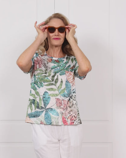 Callie Burnout Tee - Savannah Leaf
