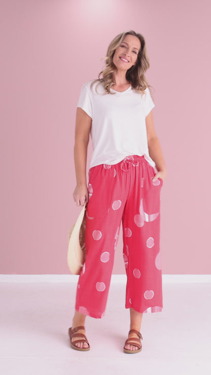 Aiko Linen Pants - Coral Spot