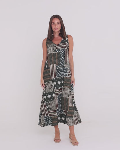 Archie Sleeveless Maxi Dress - Dark Forest Tapestry