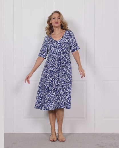 Exeter Dress - Blue Leaf