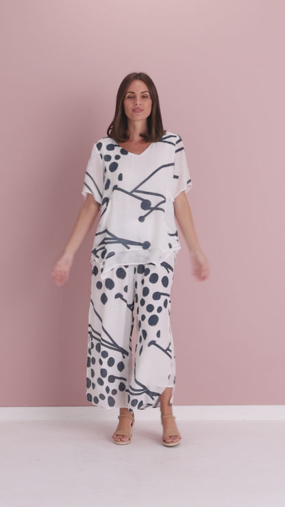 Silver Drift Pant – White/Deep Teal