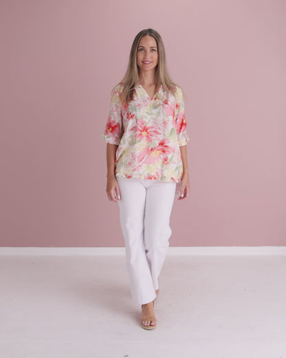 Charlotte Blouse - Red/Yellow Floral