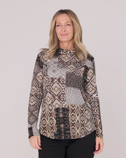 Tallarook Top - Mocha Mosaic