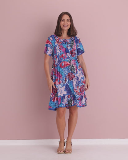 Connie Cotton Dress - Blue Starfish
