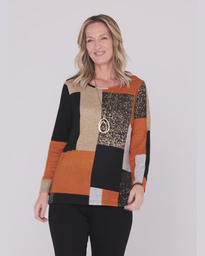 Rory Knit Top - Patchwork Rust