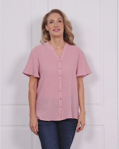 Rebecca Nehru Shirt - Rose