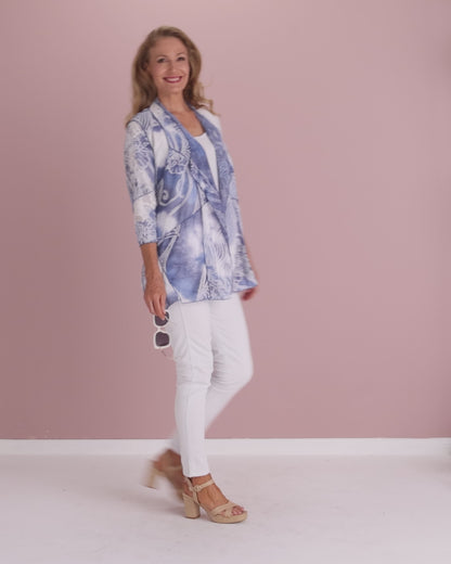 Oceana Waterfall Jacket - Blue Lace Mosaic