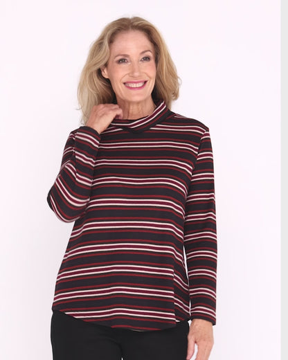Tallarook Top - Burgundy Stripe