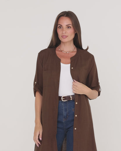 Candace Tunic Shirt - Brown