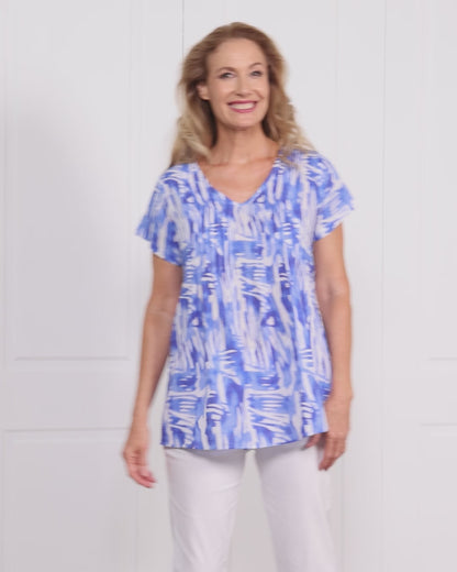 Carmody Cotton Pintuck Top - Blue Wash