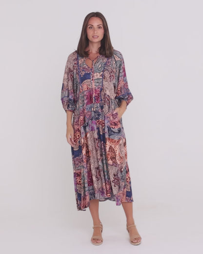 India Dress - Dusk Paisley Patchwork