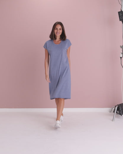 T-Shirt Travel Dress by Cordelia St - Blue Stripe