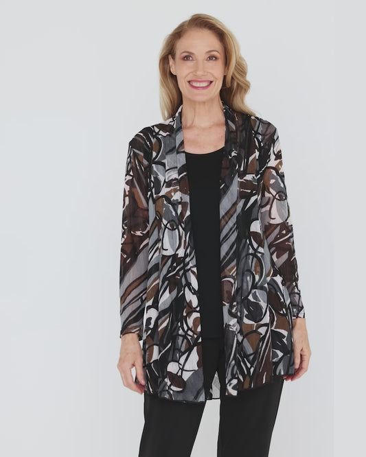 Naomi Mesh Jacket - Espresso Abstract