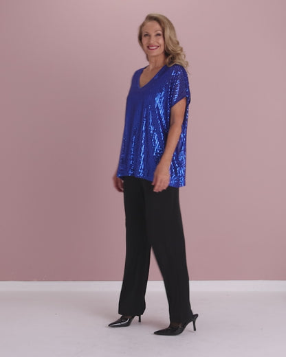 Sparkle Tonight Sequin Top - Electric