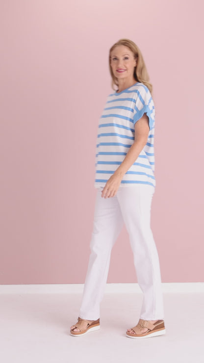 Maddison Tee - Azure White Stripe