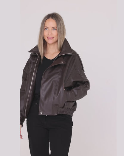 Hartwell Faux Leather Jacket - Choc Brown