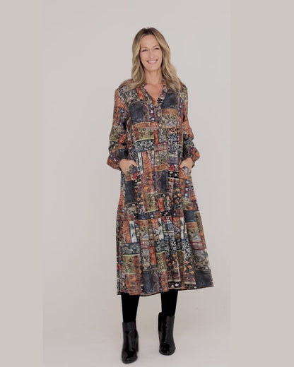 Vienna Cotton Dress - Mosaic Garden