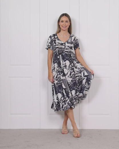 Cornwall Button Midi Dress - Ink Floral