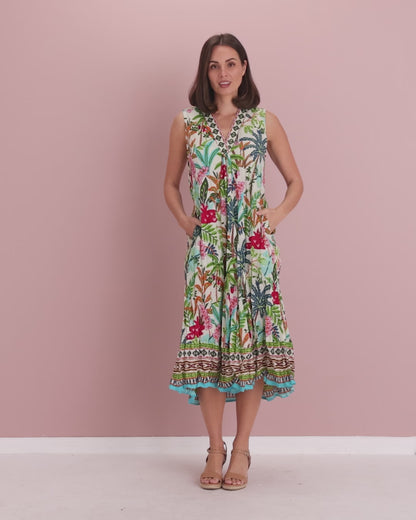 Organic Cotton Sleeveless Midi Dress - Ovahe