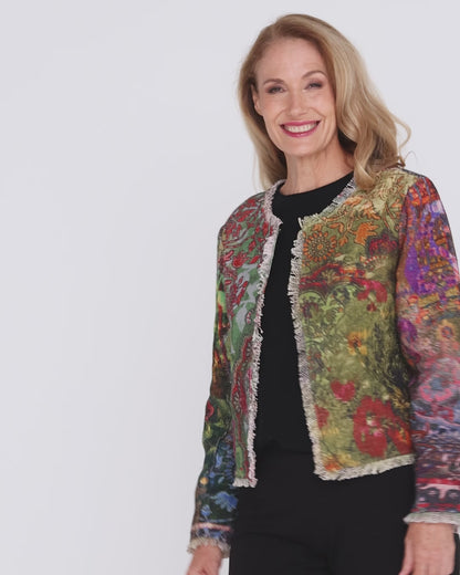 Spada Fringed Jacket - Olive Print