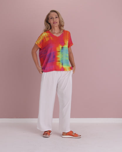 Tina V Neck Top - Sunset Wash