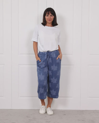 Naples Wide Capri Pants - Chambray