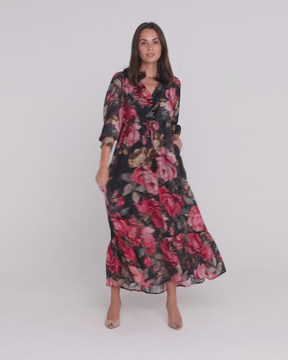 Willow Maxi Dress - Midnight Bloom
