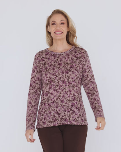 Hallie Long Sleeve Top - Berry Garden