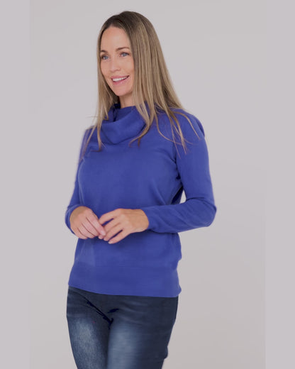 Clara Cowl Knit Top - Jacaranda