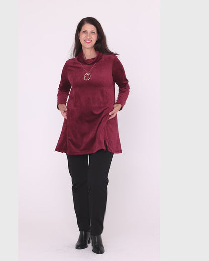 Melanie Velour Tunic - Burgundy