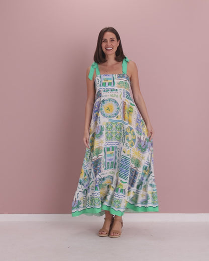 Carrie Tie Strap Maxi Dress - Sicilian Citrus