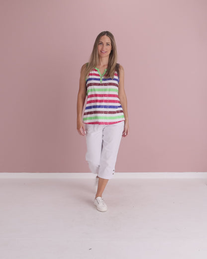 Summer Sailor Tank - Green Raspberry Stripe