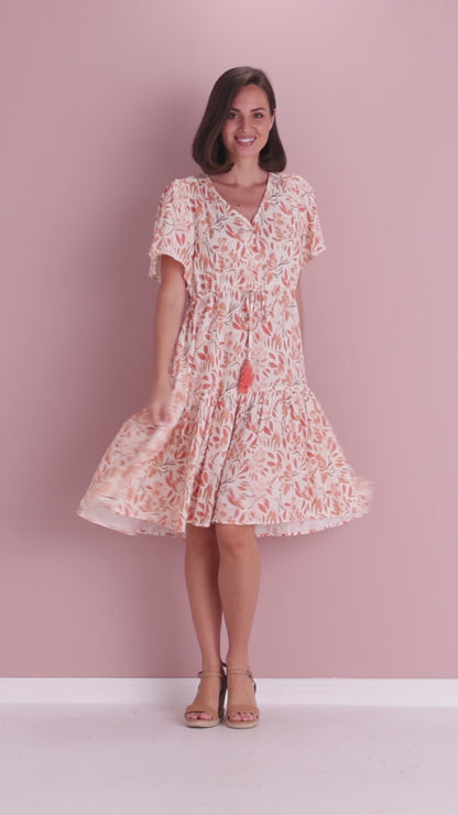 Kigali Petite Dress - Peach/Cocoa Floral