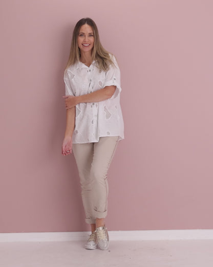 Zadie Stretch Crinkle Pants - Beige
