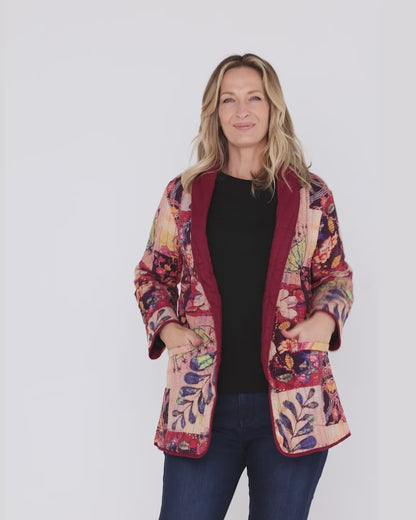 Quinn Reversible Quilted Jacket - Ruby Patchwork