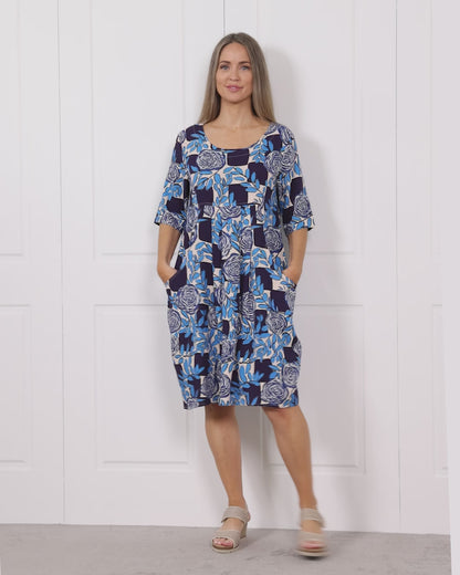 Delphi Dress - Cobalt Rose