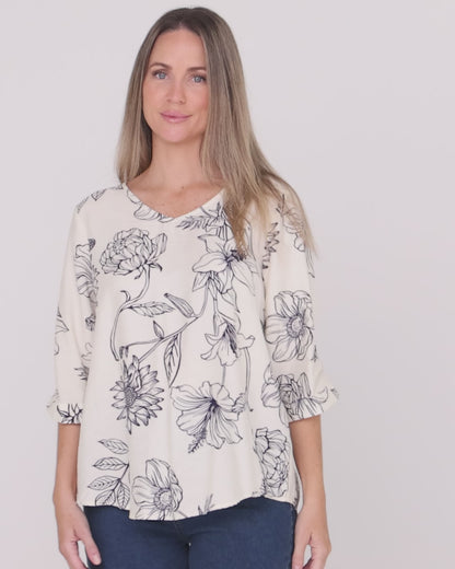 Julissa Top - Ivory Floral