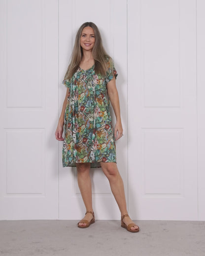 Hayes Cotton Dress - Midnight Jungle
