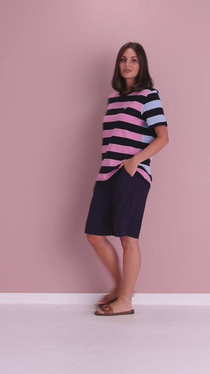 Eden Stripe S/S Tee - Blue/Navy/Pink