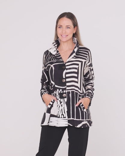 Marla Shirt - Black White Graphic