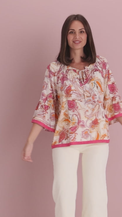 Kiara Top - Melon Paisley