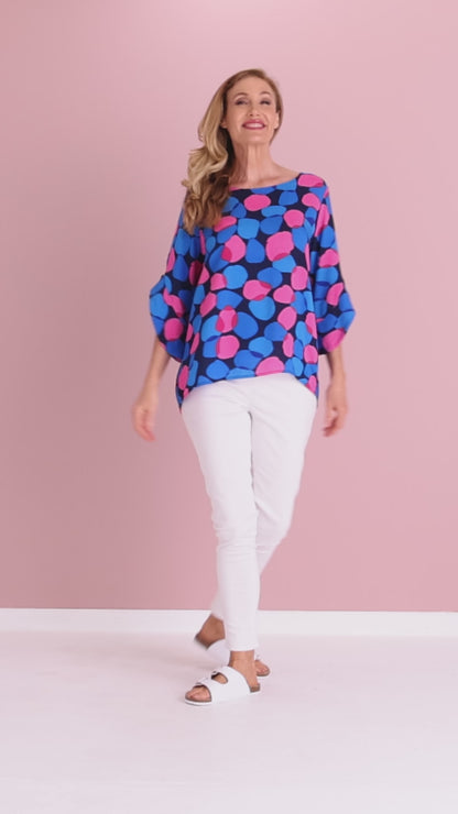 Raven Top - Pink/Cobalt Spot