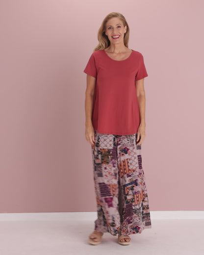 San Fran Palazzo Pants - Plum Tapestry