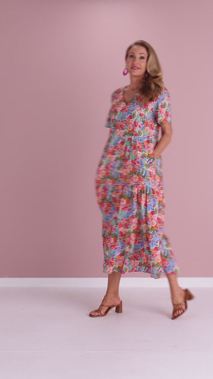 Patrice Cotton & Linen Dress - Bright Floral