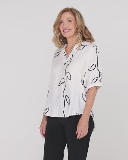 Monroe Top - Ivory/Black Vine