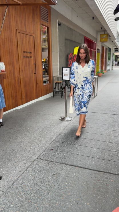 Whitsundays Dress - White/Delft Blue